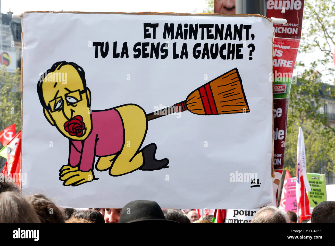 Demonstration gegen die Politik der französischen Regierung der Sparpolitik. Stockfoto
