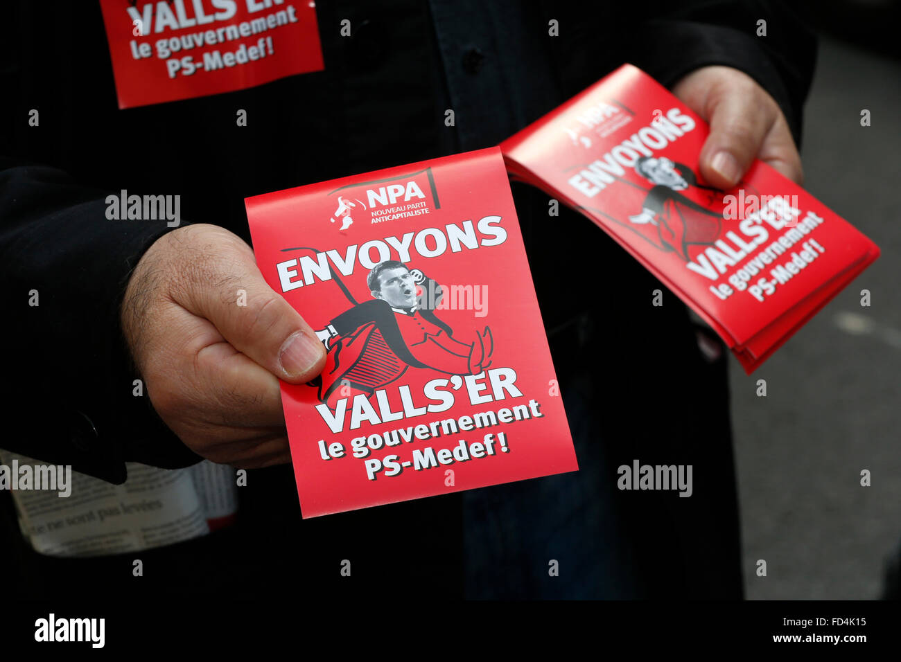 Demonstration gegen die Politik der französischen Regierung der Sparpolitik. Stockfoto