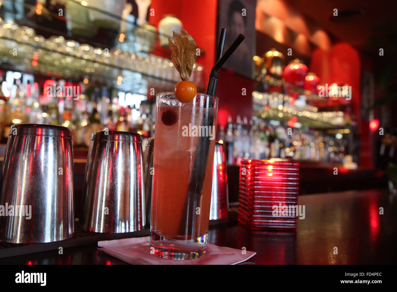 China Club. Die Bar. Singapore Sling. Stockfoto