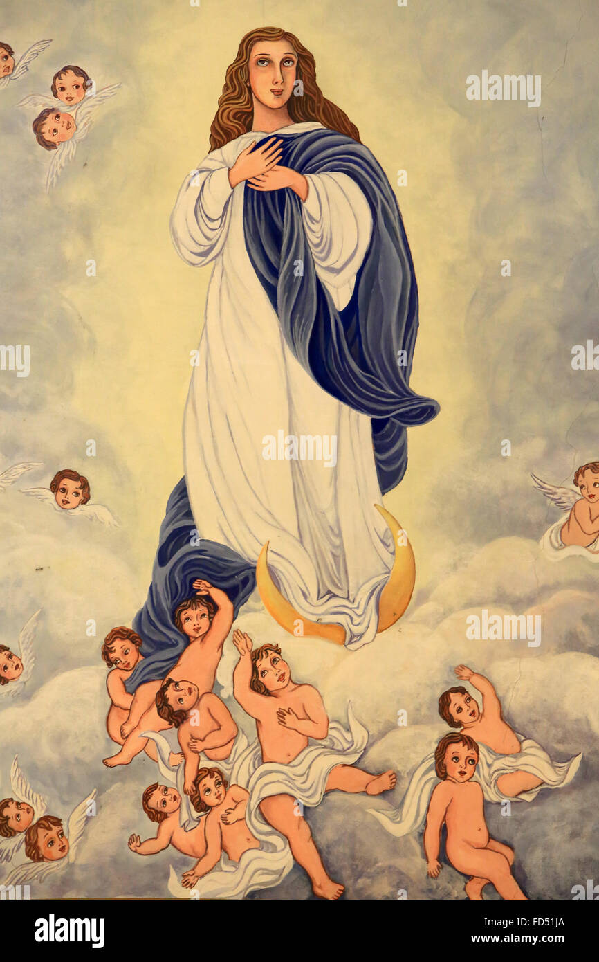 Die Himmelfahrt der Jungfrau Maria in den Himmel. Stockfoto