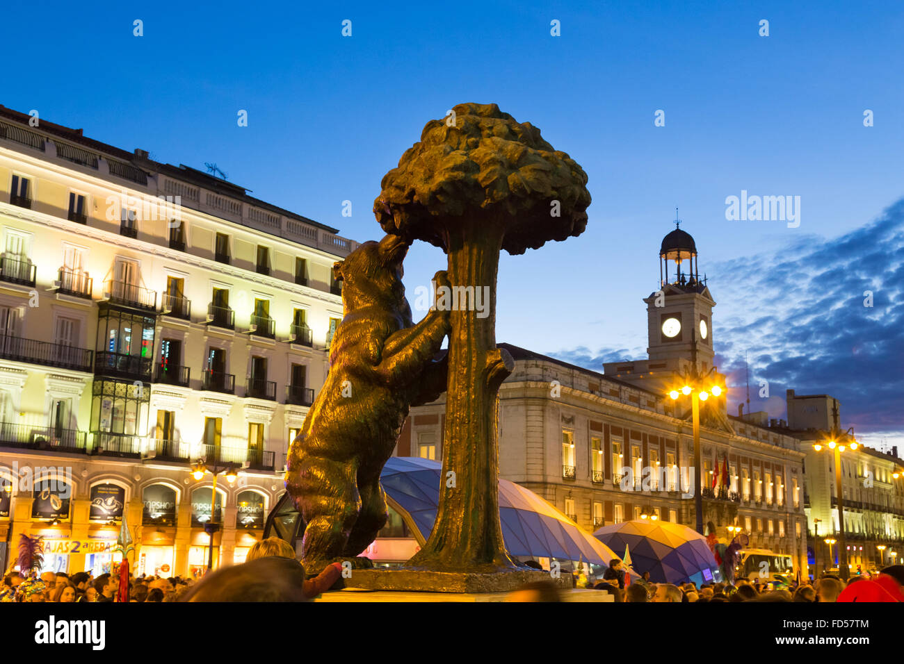 Statue des Bären auf der Puerta del Sol, Madrid, Spanien. Stockfoto