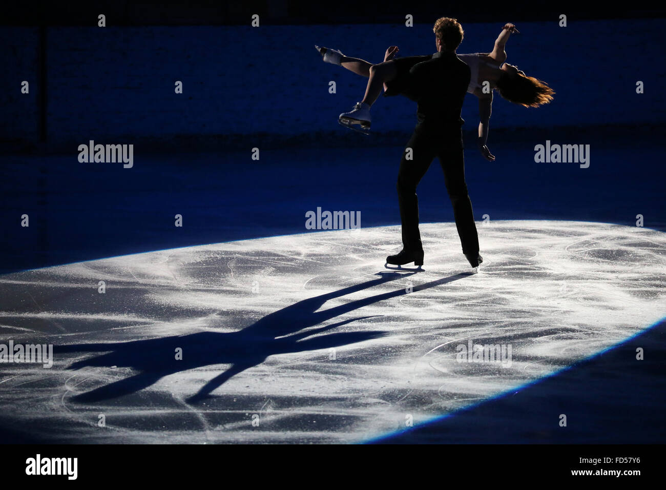 Abbildung Eislauf-Gala-Abend. Französisch-Team.  Gabriella Papadakis und Guillaume Cizeron. Gewinner der ISU Welt Abbildung Eislauf C Stockfoto