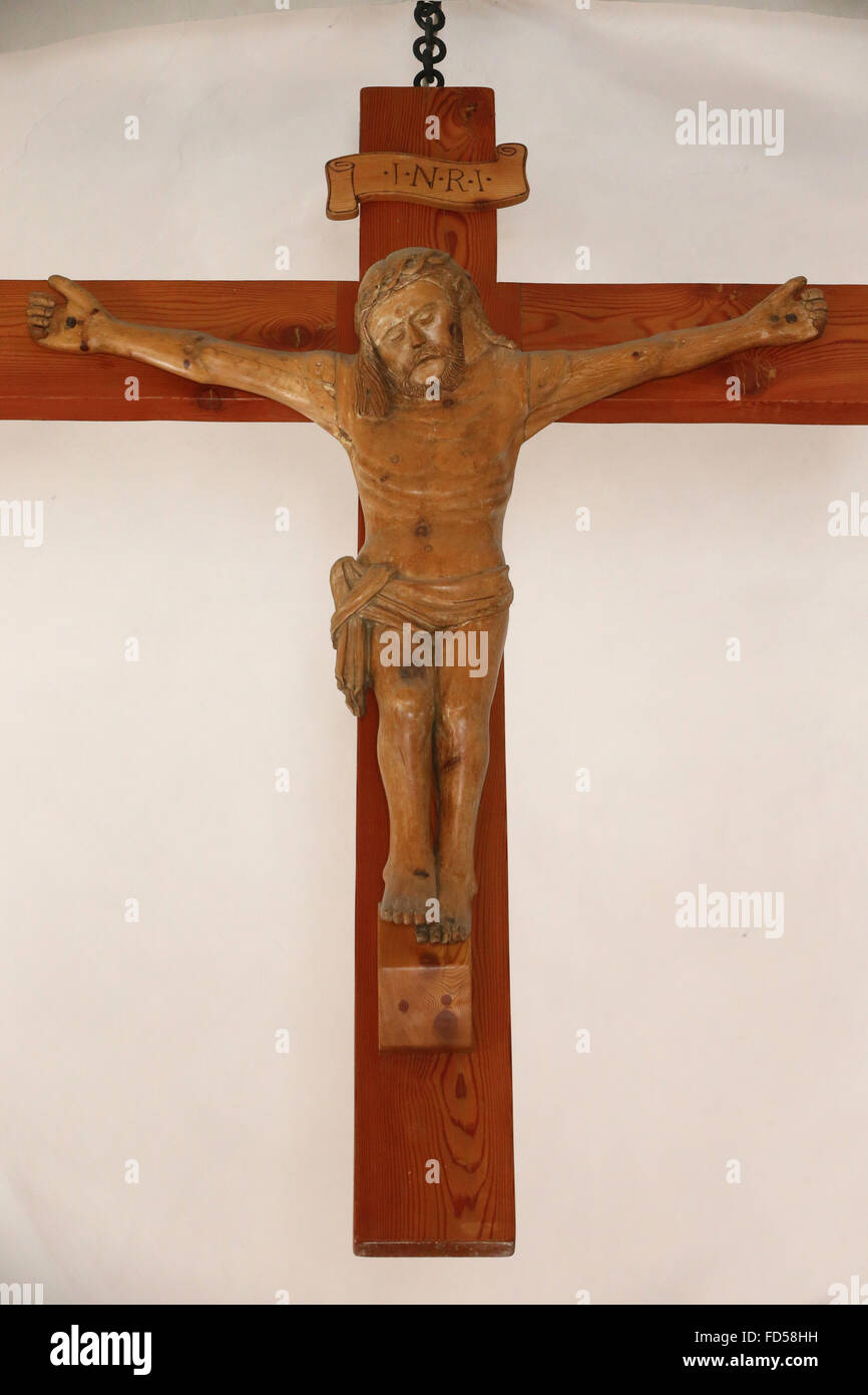 Katholische Kirche. Jesus am Kreuz. Stockfoto