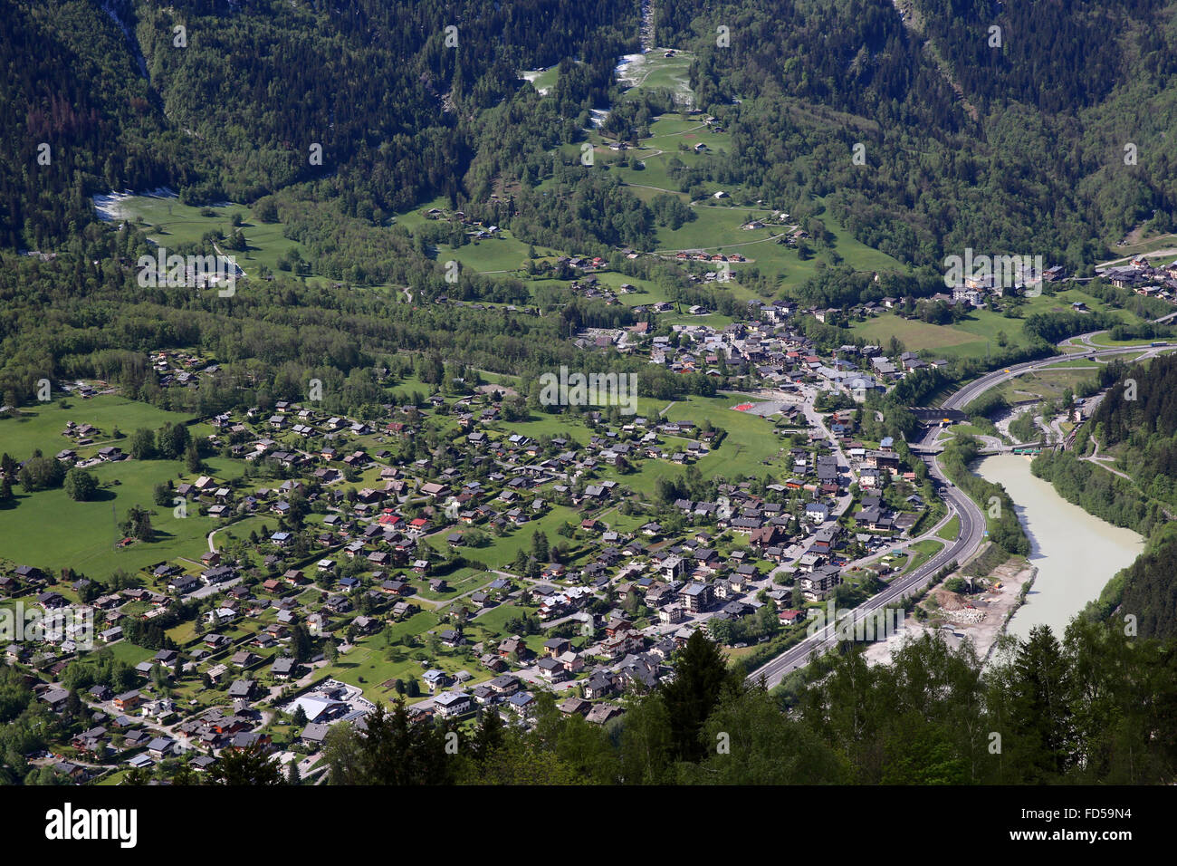 Französische Alpen. Das Tal von Chamonix. Les Houches. Stockfoto
