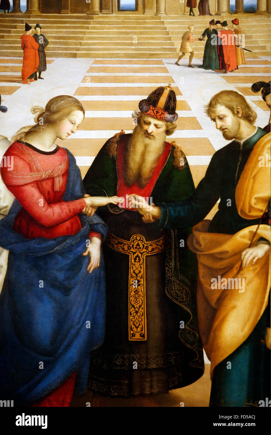 Brera Galerie, Mailand. Die Hochzeit der Jungfrau. Raffaello Sanzio, 1504. Stockfoto