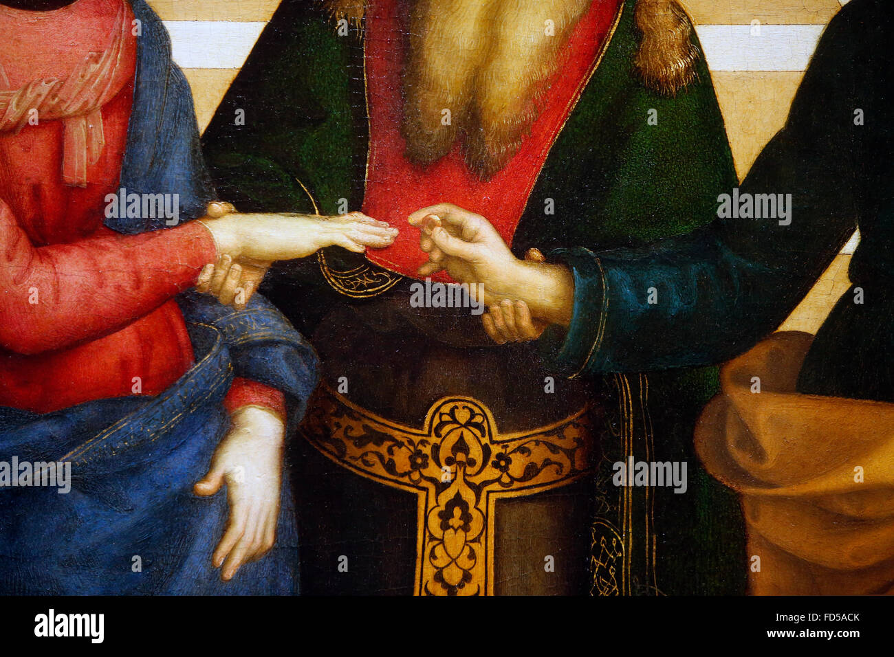 Brera Galerie, Mailand. Die Hochzeit der Jungfrau. Raffaello Sanzio, 1504. Detail. Stockfoto