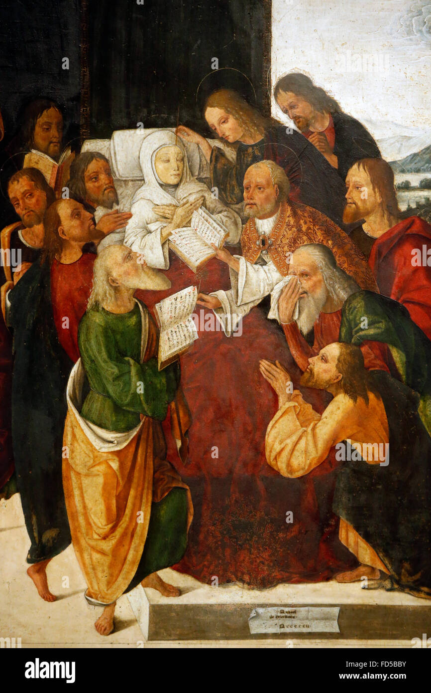 Nationalgalerie, Bologna. Tod der Jungfrau Maria. Michele Coltellini 1502. Stockfoto
