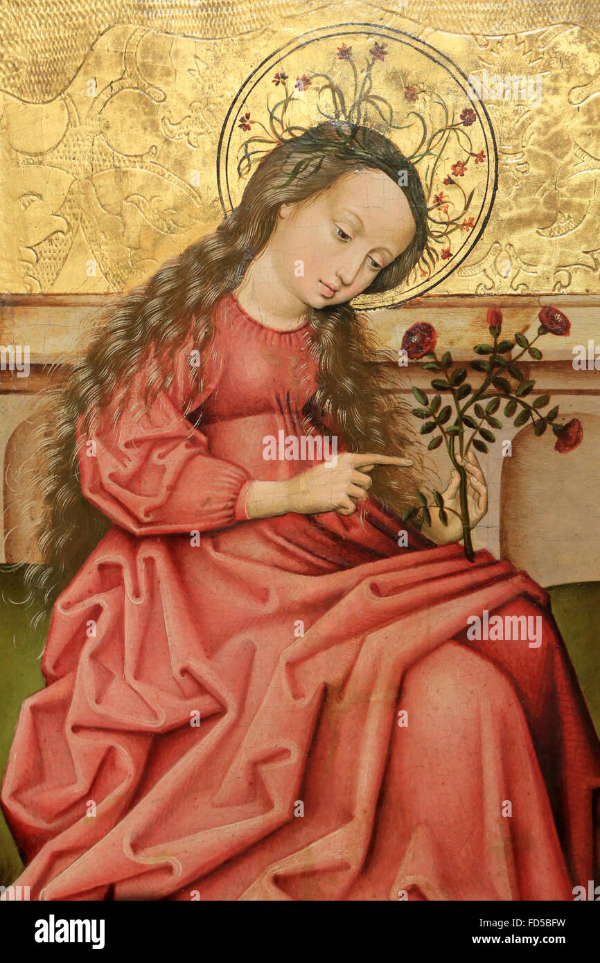 Madonna des Gartens oder Sainte-DorothŽe. Anonyme Rheinischer Meister, 16. Jahrhundert. Ca. 1460-1470. Öl auf Platte Baum. Oeuv Stockfoto
