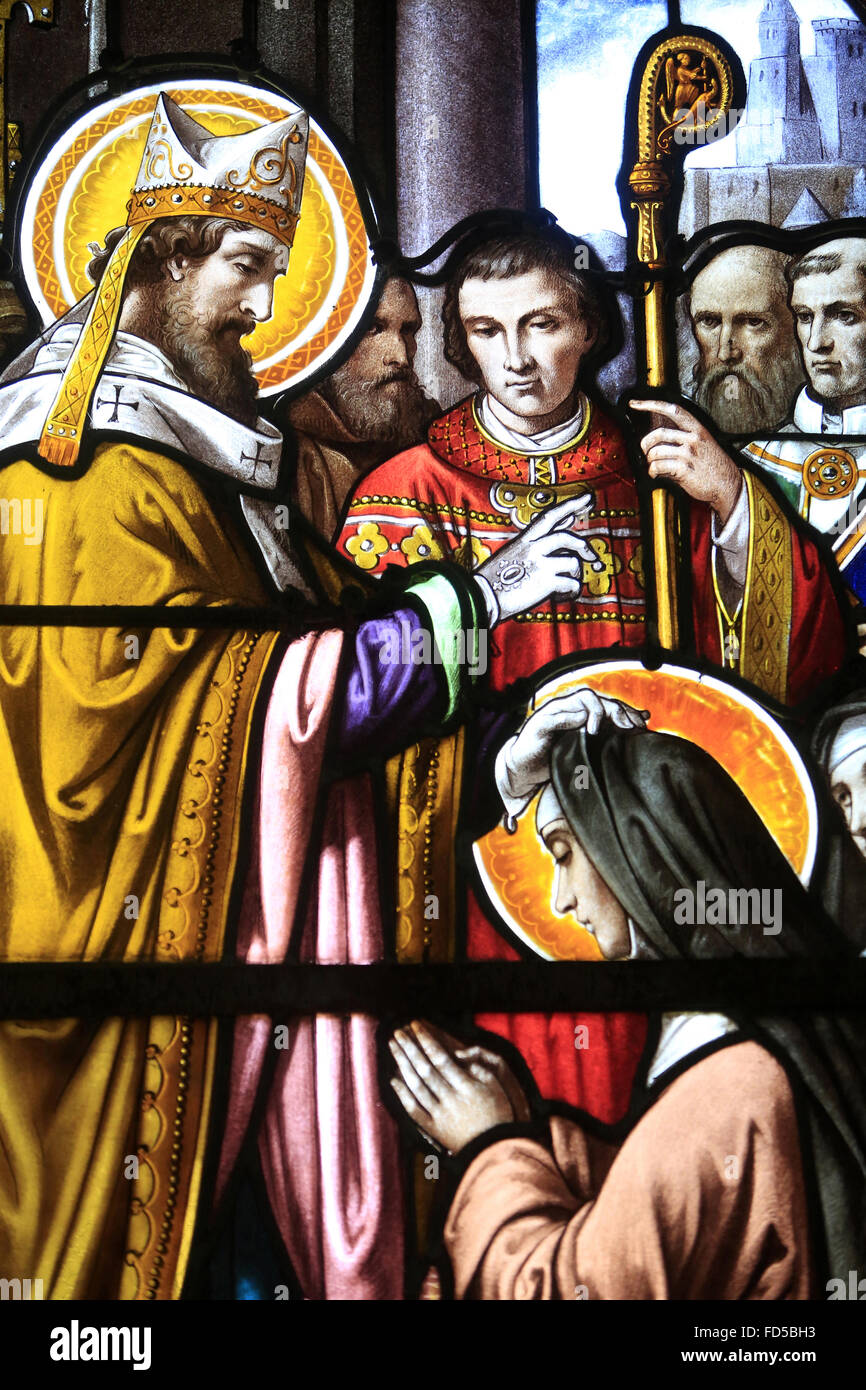 St. Eloi Saint Bathilde Segen. Saint-Germain De La FertŽ Loupi re Kirche. Stockfoto
