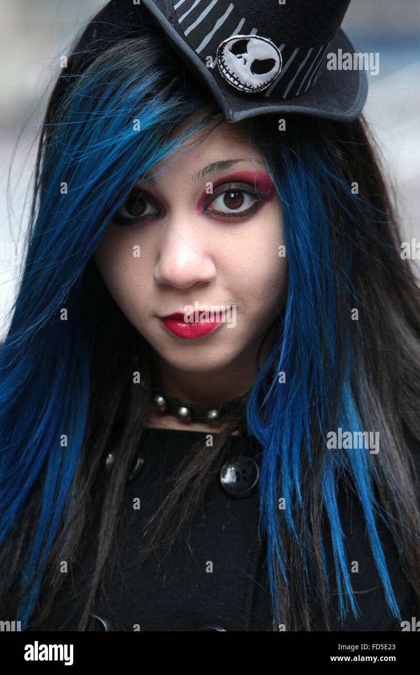 Gothic Girl in New York City. Stockfoto