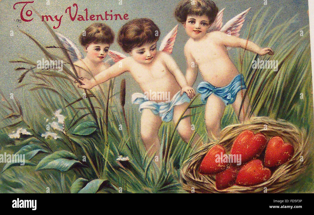 Vintage Valentine-Tageskarte Stockfoto