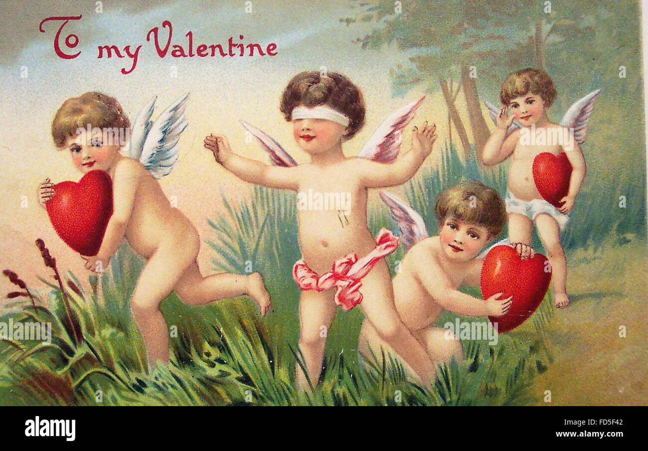 Vintage Valentine-Tageskarte Stockfoto