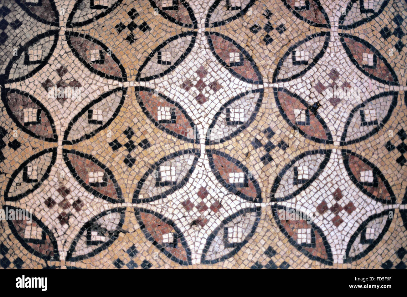 Geometrische oder abstrakte römisches Fußbodenmosaik c 2 AD in Antakya Archäologie-museum oder Archäologischen Museum Hatay Antakya, Hatay, Türkei Stockfoto