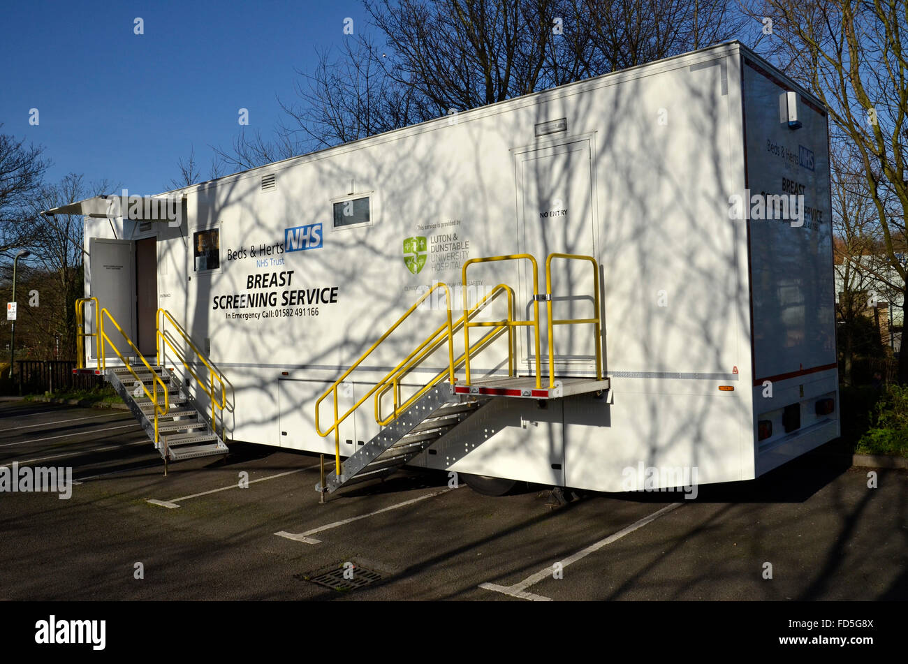 Ein Mobilteil NHS Breast Screening-Service Stockfoto