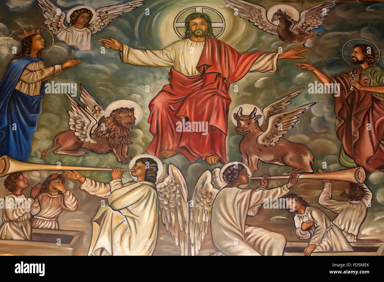 Auferstandenen Jesus umgeben von den Symbolen der vier Evangelisten. St. Peter und Paul Kathedrale. Stockfoto