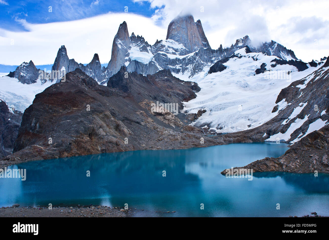 Lago Los Tres mit Cerro Fitz Roy, Patagonien, Argentinien Stockfoto