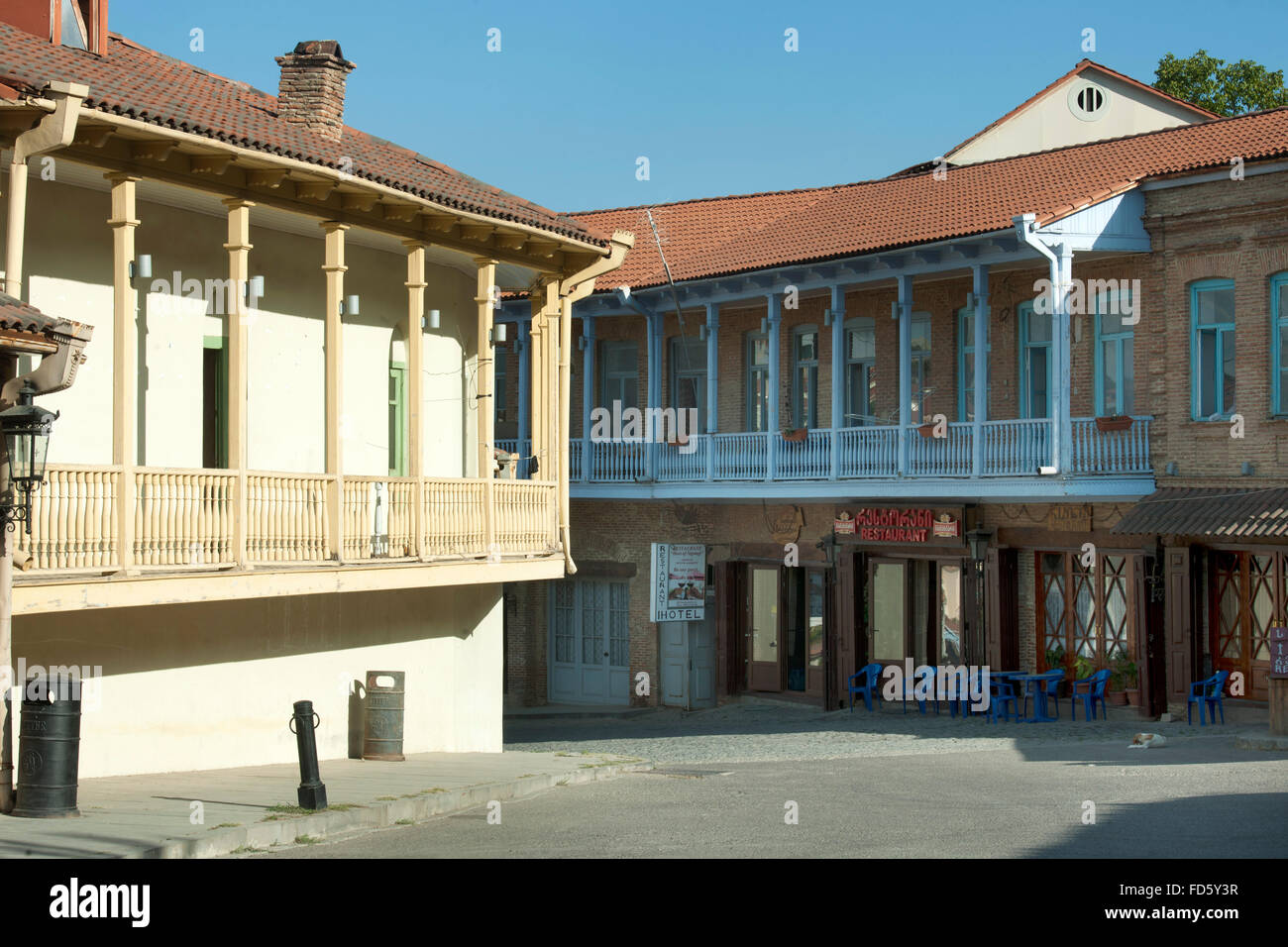 Georgien, Kachetien, Sighnaghi (Signachi, Signagi), Typische Architektur Im Ostgeorgischem Stil. Stockfoto