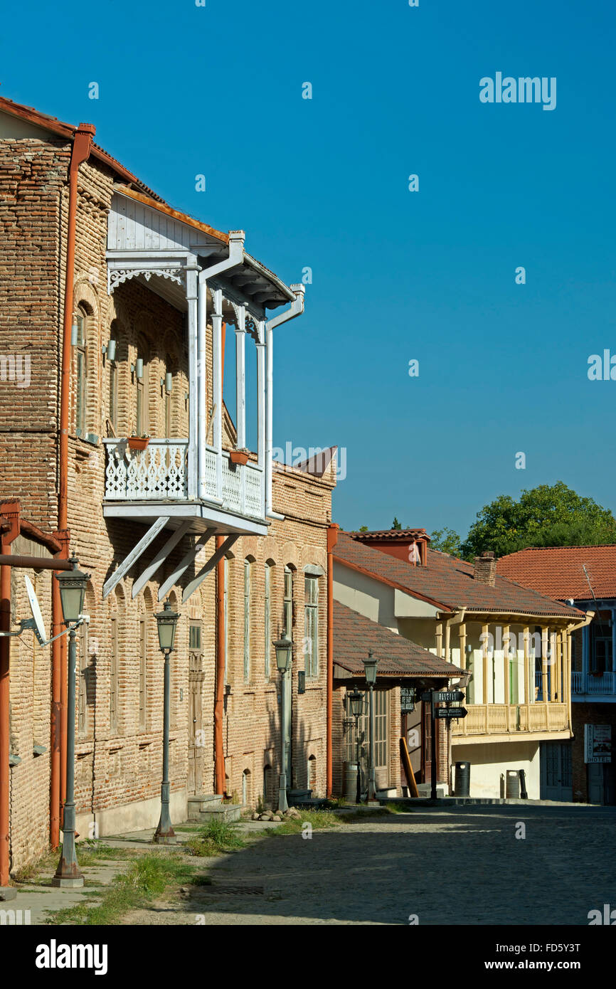 Georgien, Kachetien, Sighnaghi (Signachi, Signagi), Typische Architektur Im Ostgeorgischem Stil. Stockfoto