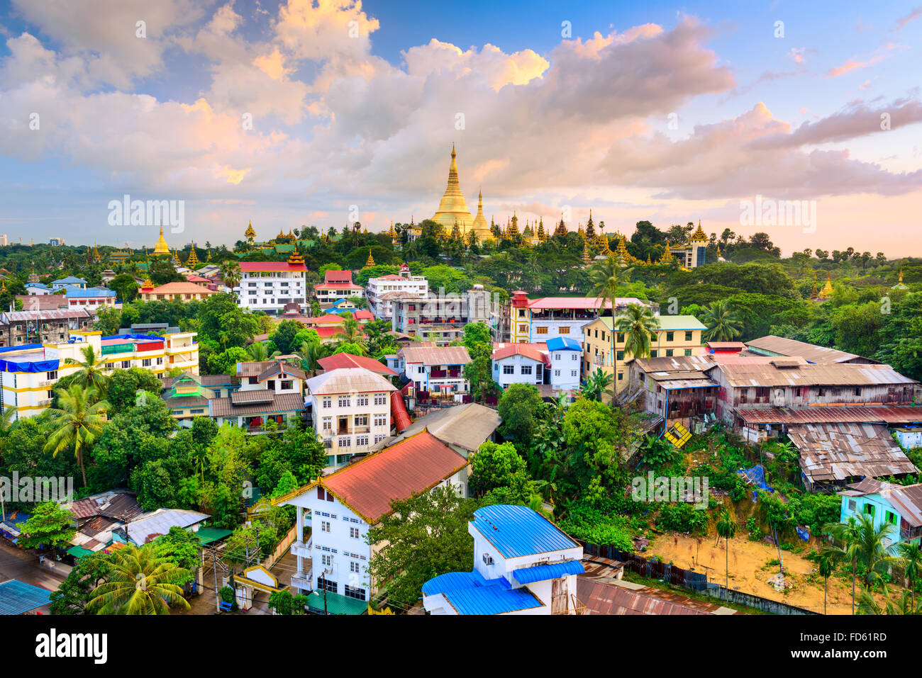 Skyline von Yangon, Myanmar. Stockfoto