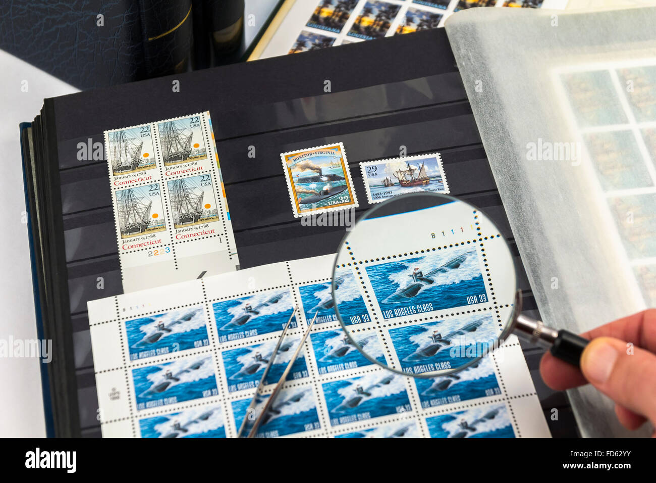 Briefmarken sammeln Stockfoto