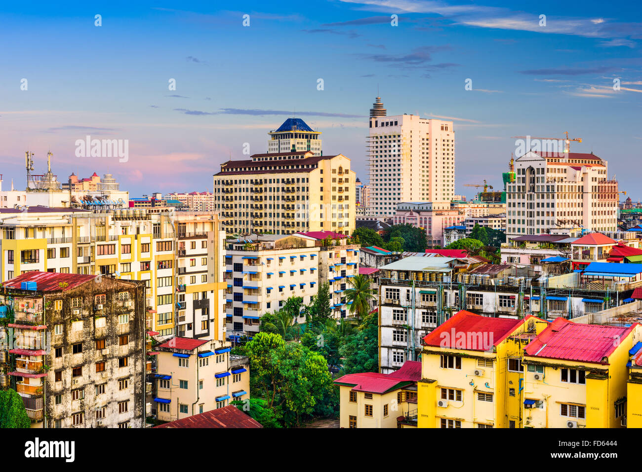 Yangon, Myanmar Skyline der Innenstadt. Stockfoto