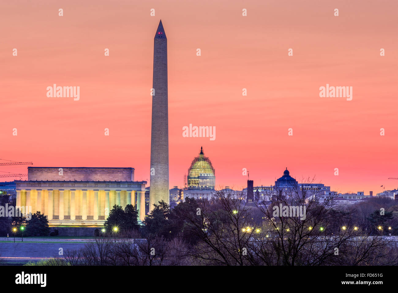 Skyline von Washington DC, USA. Stockfoto