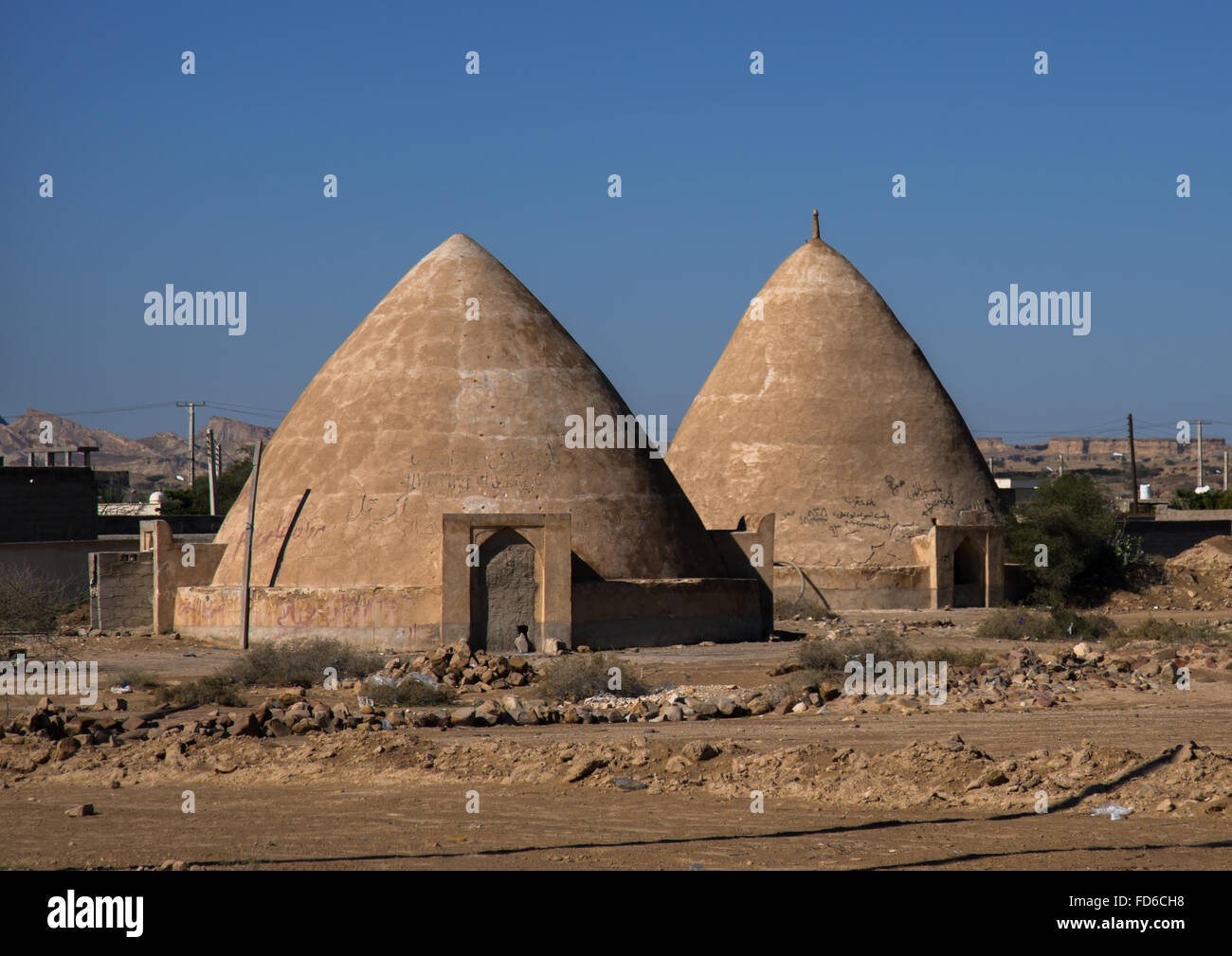 Wasserspeicher in der Wüste, Hormozgan, Bandar-e Kong, Iran Stockfoto