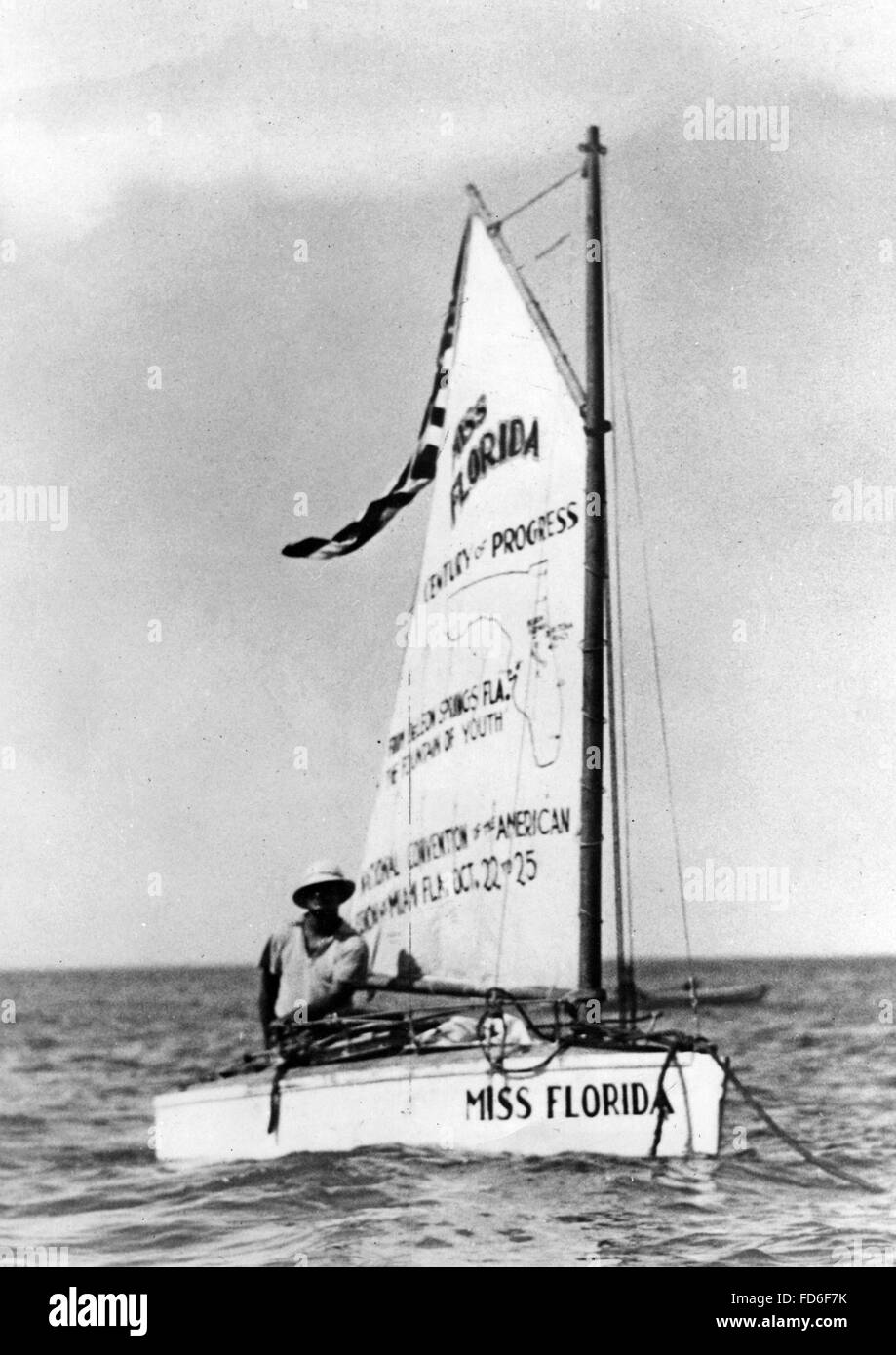 Alfred Lastinger Daytona Beach verlassen, nach Spanien, zu segeln, 1934 Stockfoto