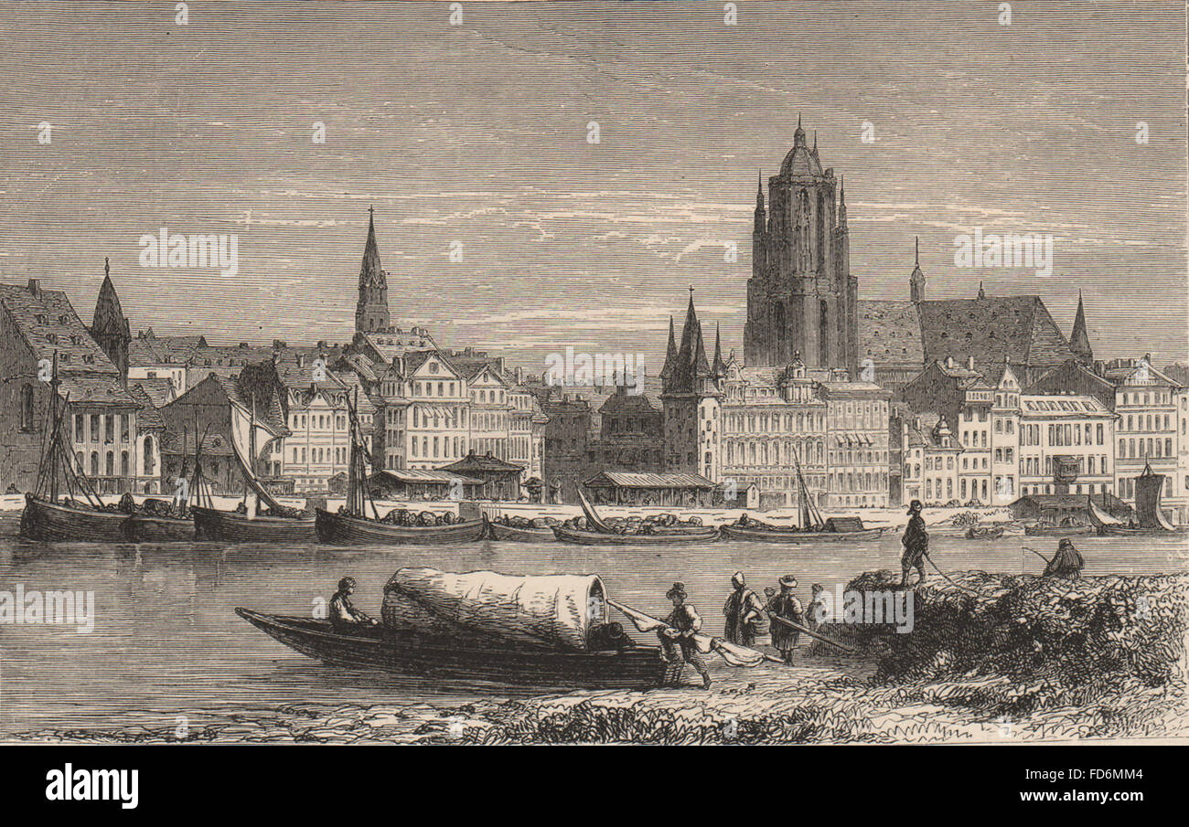 FRANKFURT-ON-THE-MAIN: Blick auf die Stadt. Deutschland, antiken Druck 1882 Stockfoto