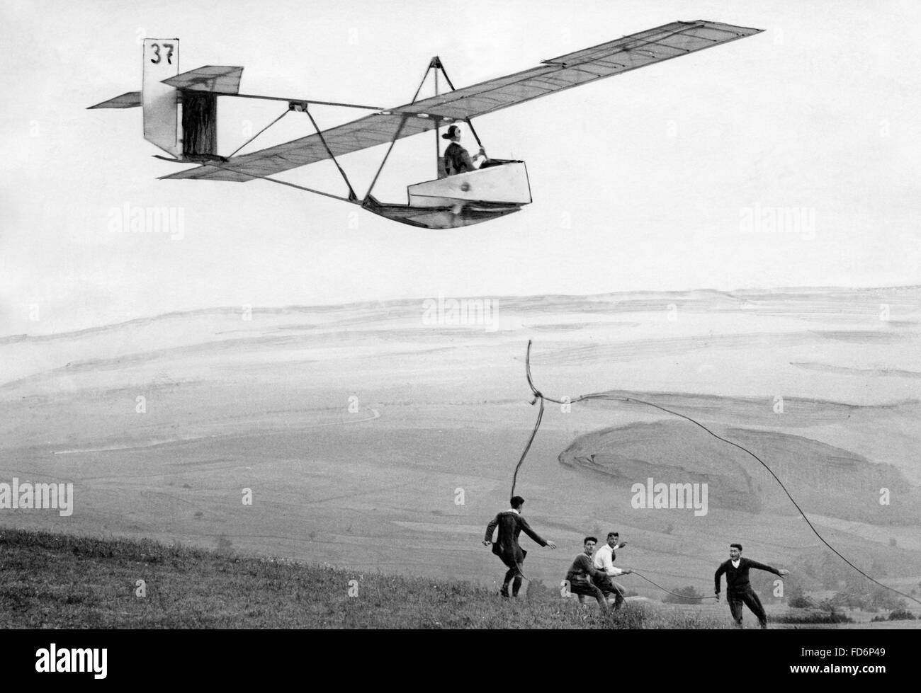 Segelfliegen in den Bergen der Rhön, 1928 Stockfoto