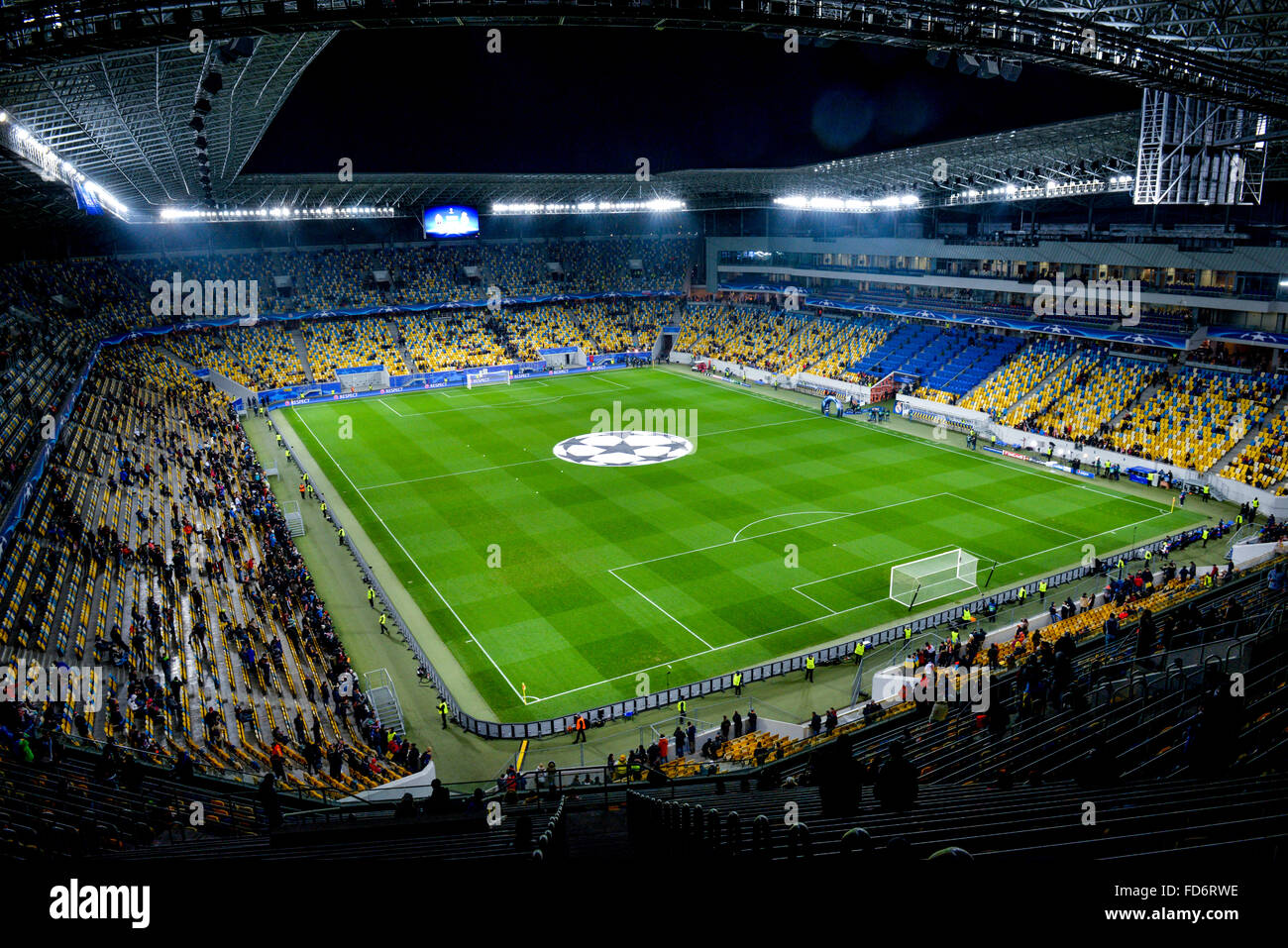 Aussicht vom Gipfel des Arena-Lemberg-Stadion UEFA Stockfoto
