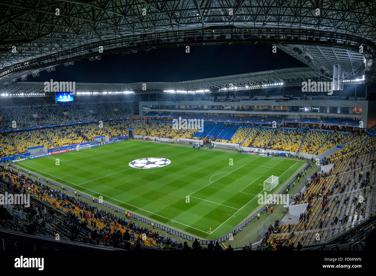 Aussicht vom Gipfel des Arena-Lemberg-Stadion UEFA Stockfoto