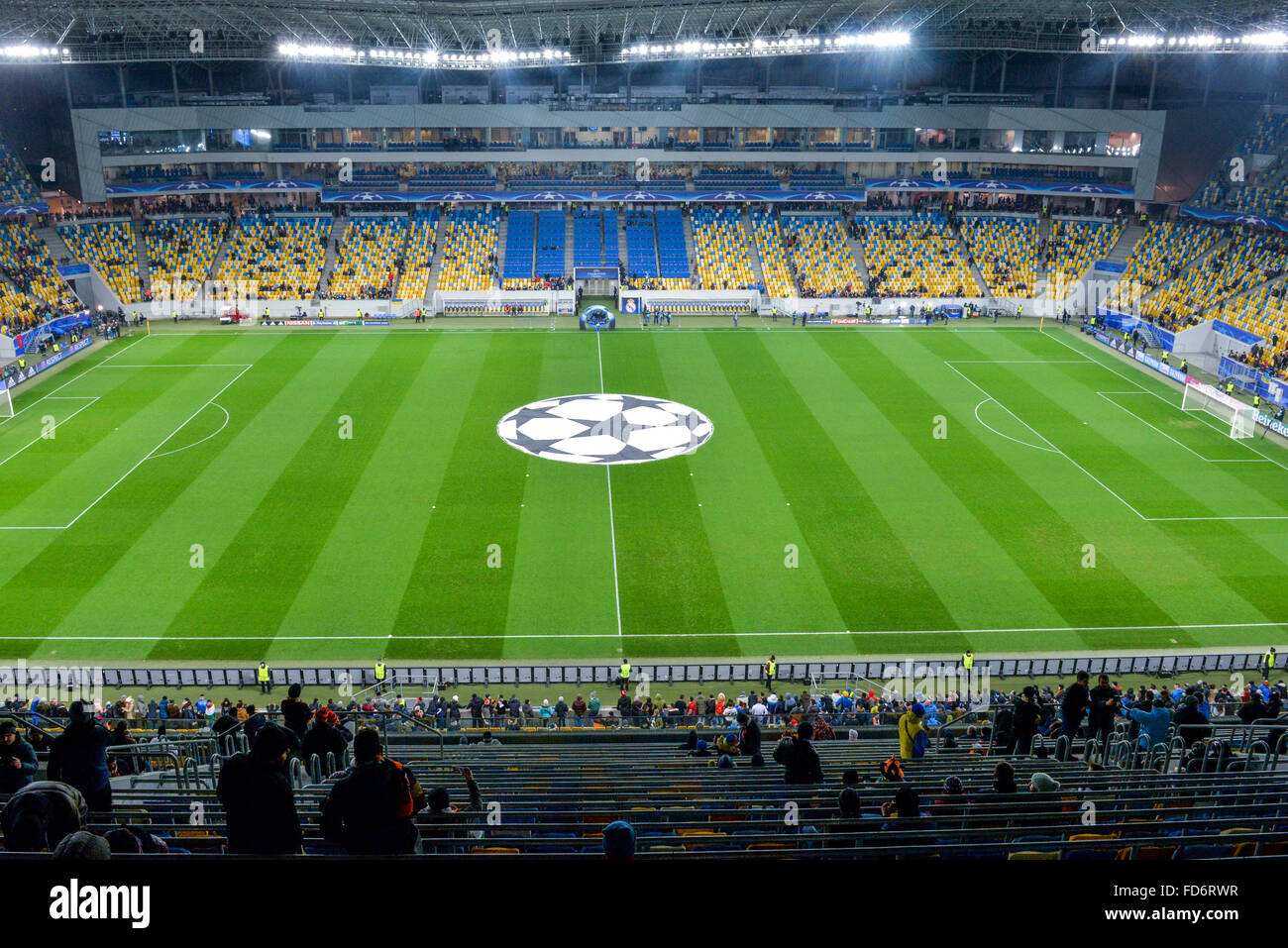 Aussicht vom Gipfel des Arena-Lemberg-Stadion UEFA Stockfoto
