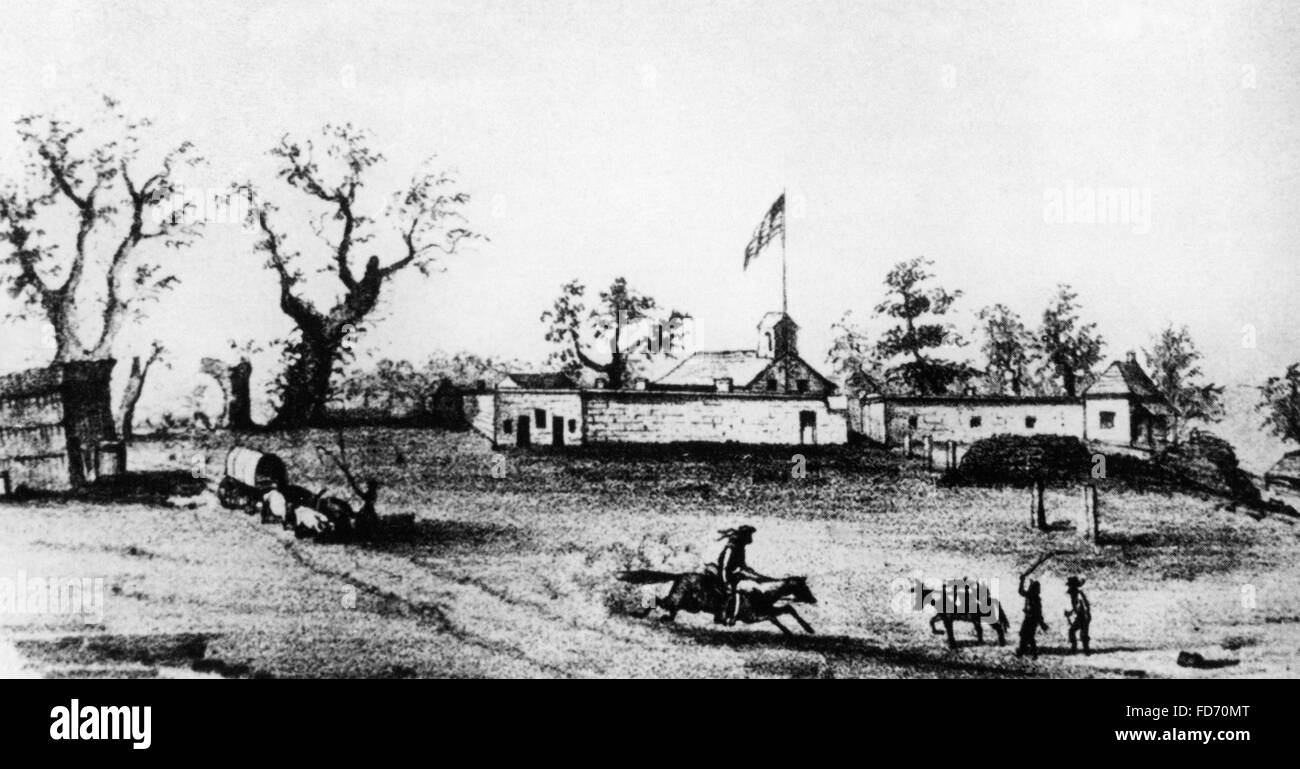 Fort Sutter, 1840er Jahre Stockfoto
