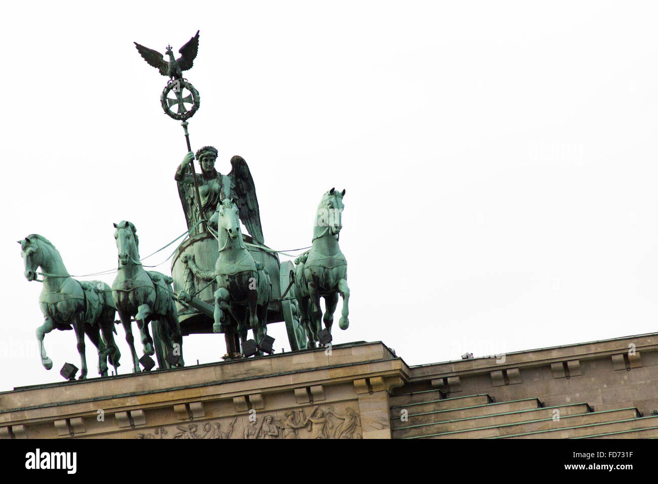 Brandenburger Tor, Berliner Tor, Architektur, Architektonik, Aufbau, Statue, Bronze, Pferd, Gaul, Stockfoto