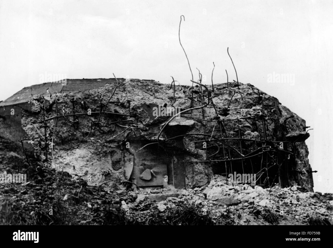 Niederländische Bunker nach dem Kampf, 1940 Stockfoto