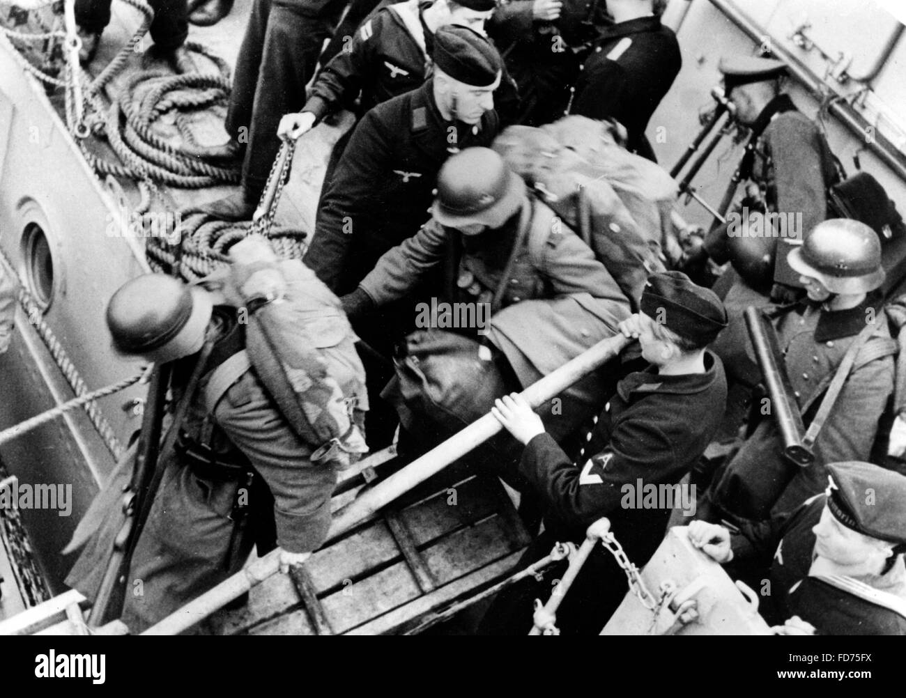 Ankunft der deutschen Truppen in Norwegen 1940 Stockfoto