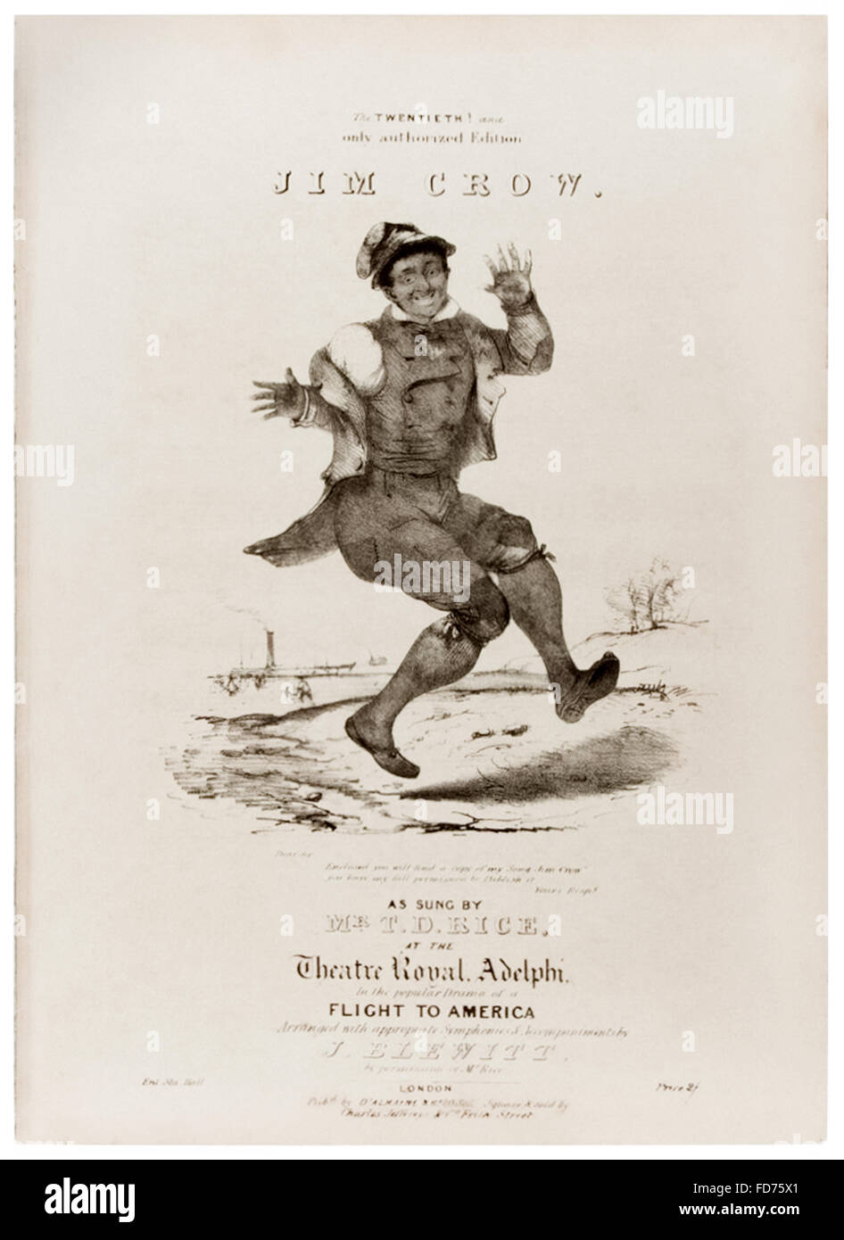 "Jim Crow" gesungen von Thomas D. Reis (1832-1860) auch als "Papa Reis" bekannt. Siehe Beschreibung für weitere Informationen. Stockfoto