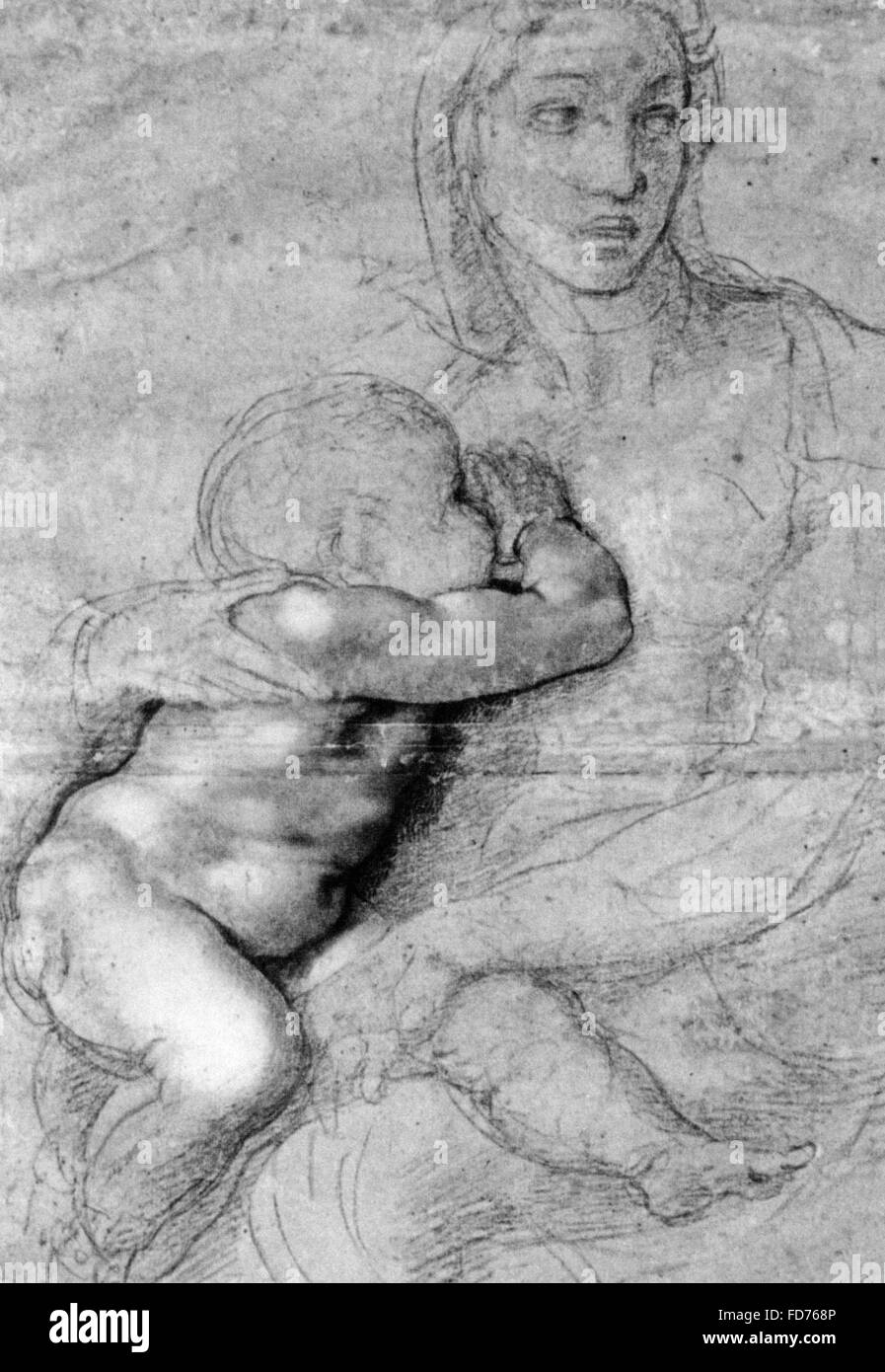 Madonna mit Kind von Michelangelo Stockfoto