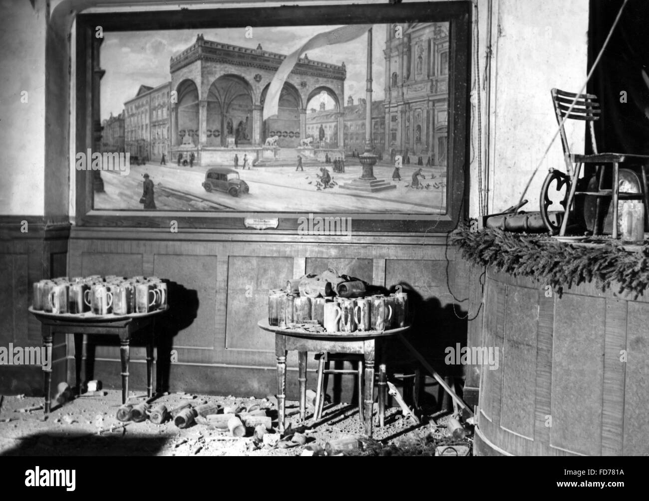 Die zerstörten Buergerbraeukeller nach Elser Attentat, 1939 Stockfoto