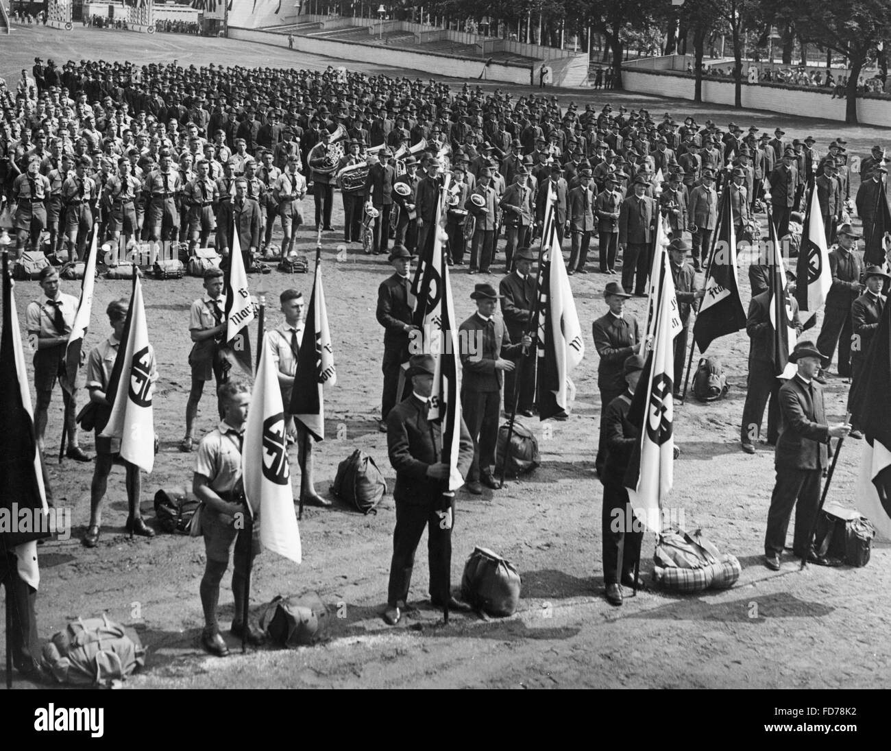 Ankunft der Sudetendeutschen für die Turn- und Sportfest in Breslau, 1938 Stockfoto