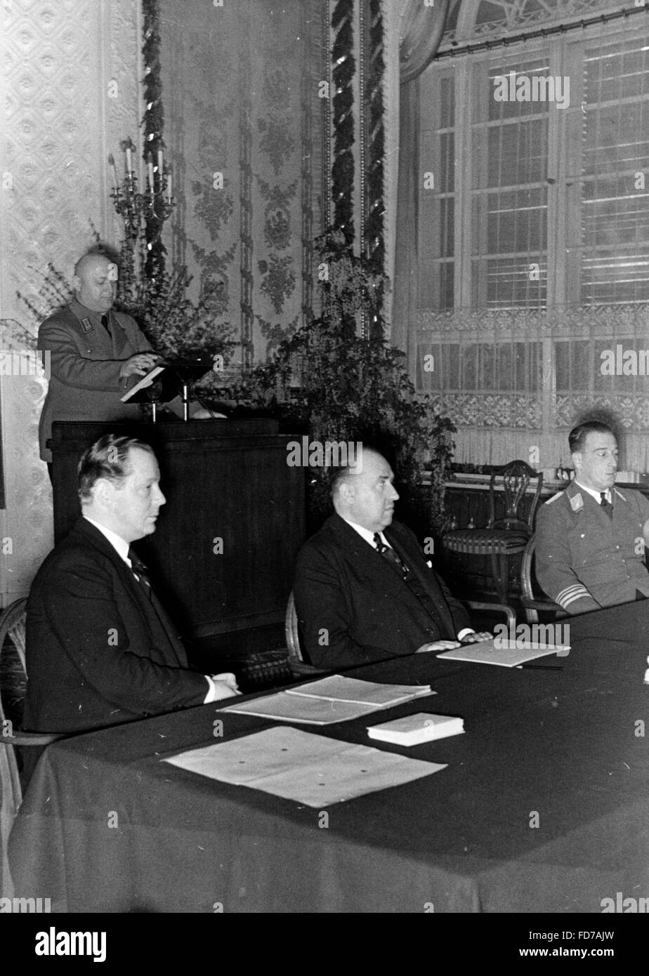 Krebs, Hinkel, Funk und Moraller im Hotel Kaiserhof, 1936 Stockfoto