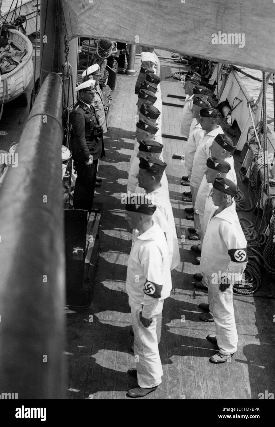 Marine-SA auf dem Segelschiff "Duhnen", 1937 Stockfoto