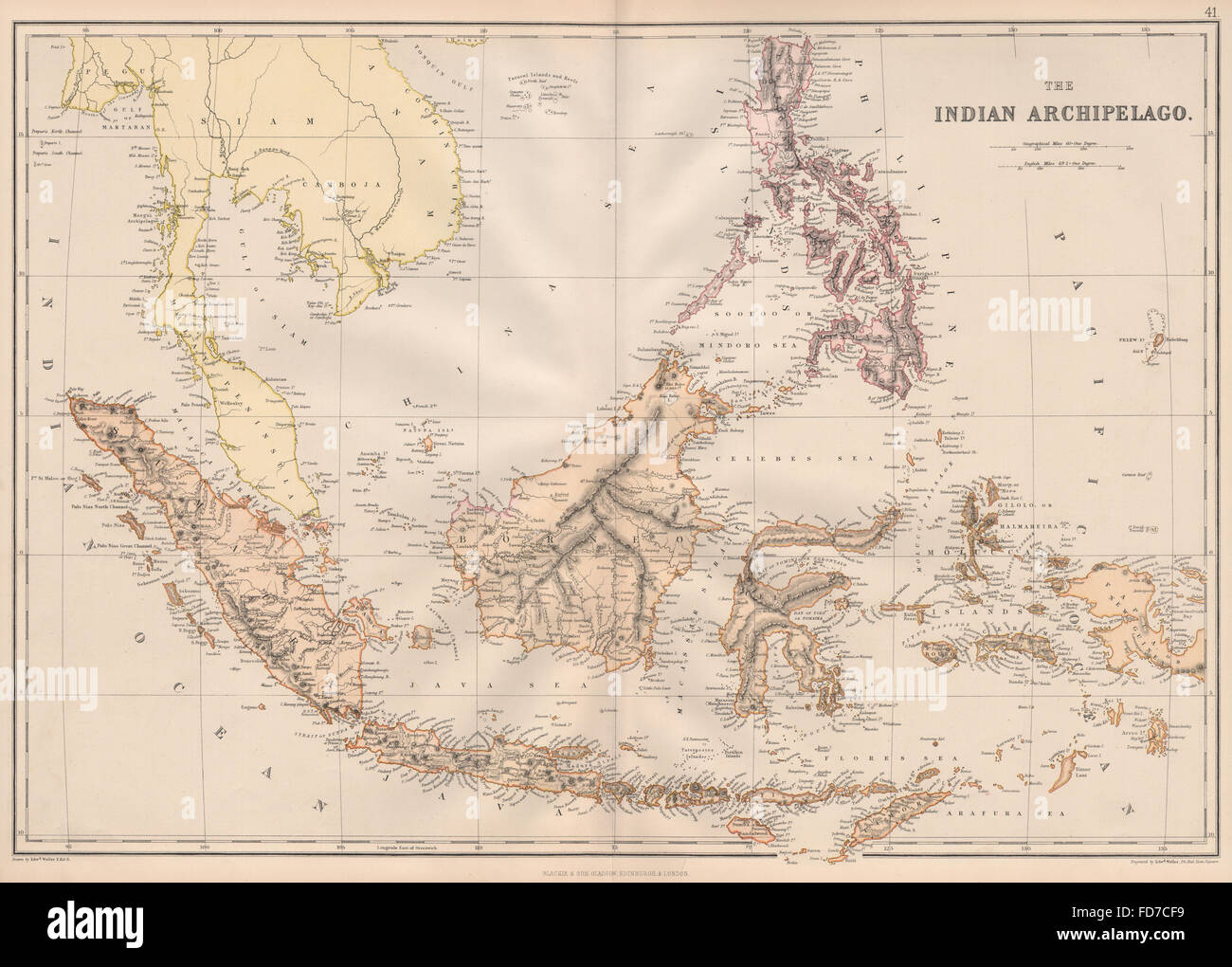 Niederländisch-OSTINDIEN: "Indischen Archipel" Indonesien Philippinen Singapur 1882 Karte Stockfoto