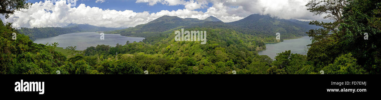 See Danau Buyan und Danau Tamblingan See, Panorama, Landschaft, Wolken, Wald, Banjar, Bali, Indonesien, Asien Stockfoto