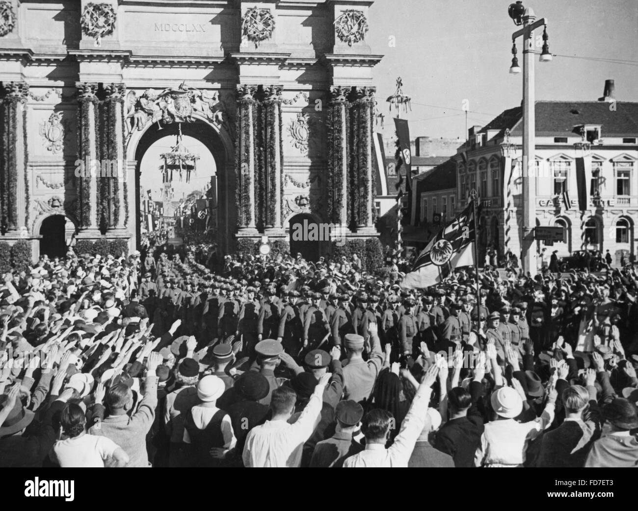 Marsch der Stahlhelm in Potsdam am 1. Mai 1934 Stockfoto