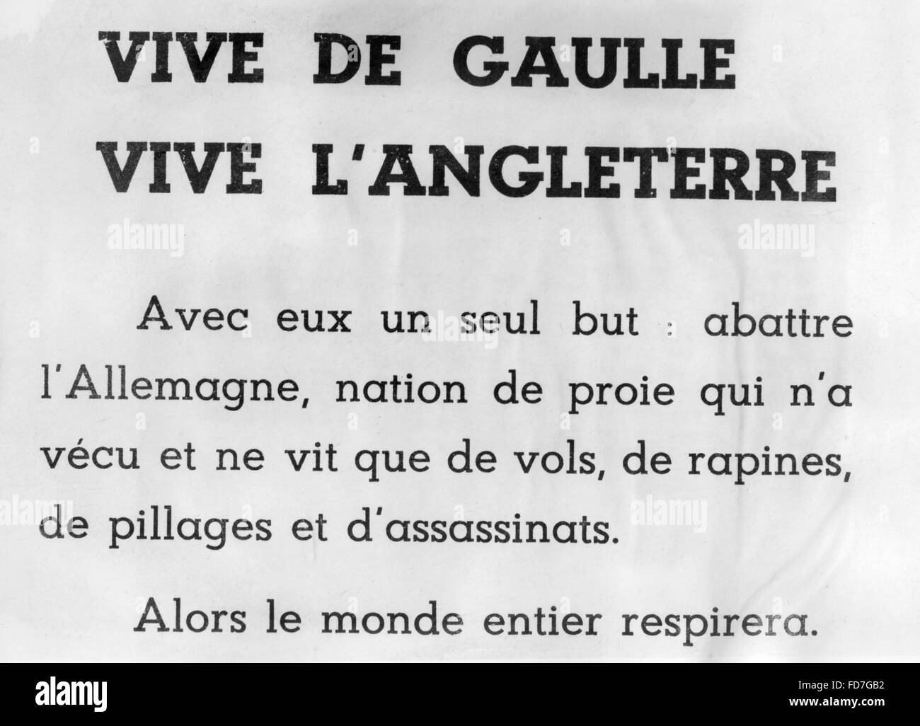 Broschüre des französischen Widerstandes Stockfoto