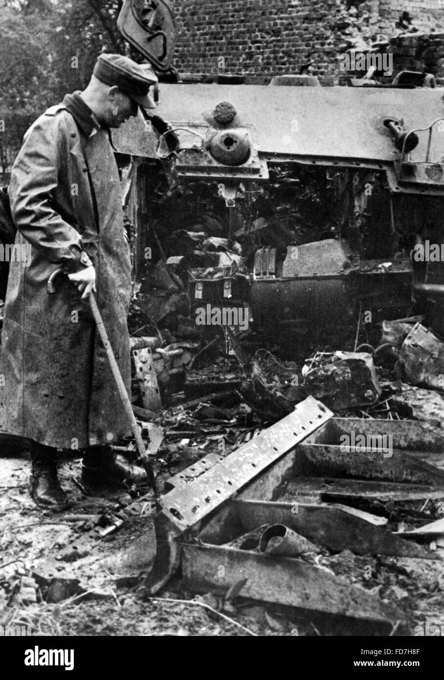Zerstörten Sherman Panzer, 1944 Stockfoto