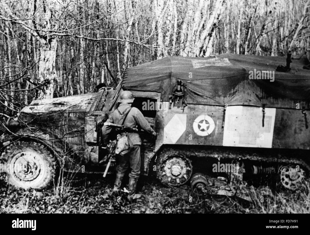 Erfassten M3 Halftrack an der Westfront 1944 Stockfoto