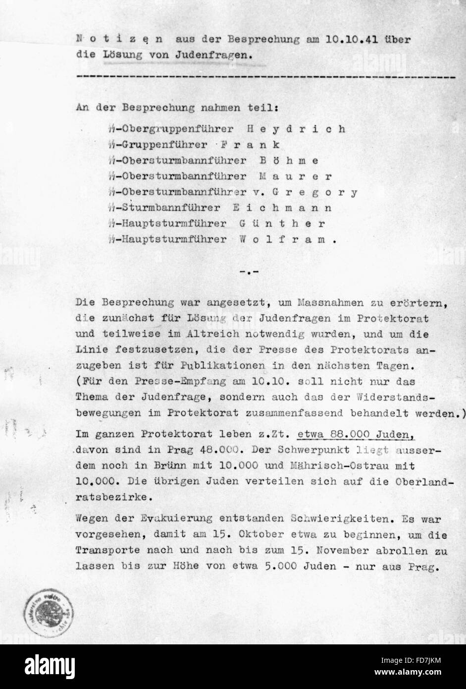 Vernichtung der Juden in der Tschechoslowakei, 1941 Stockfoto